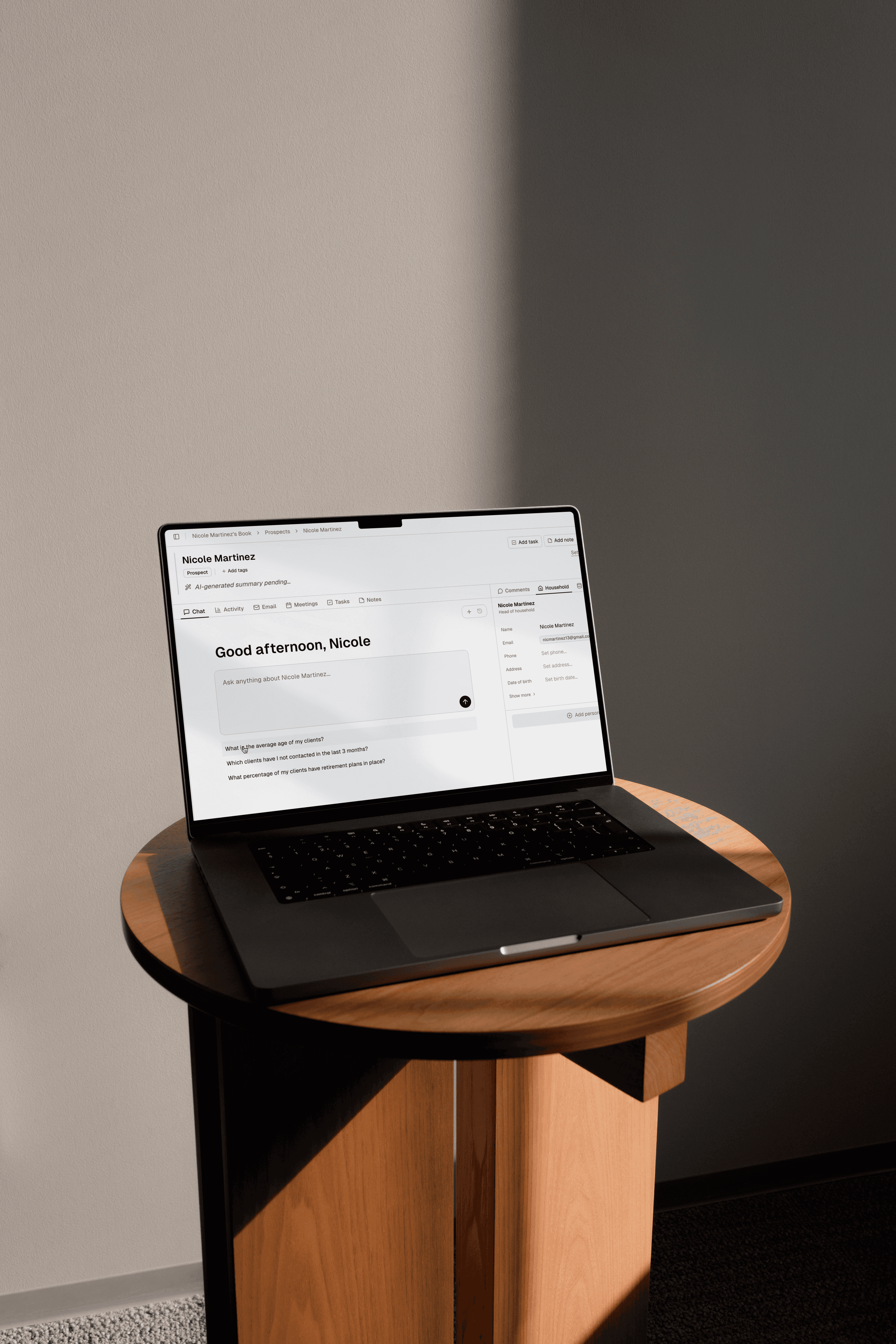 Laptop on wooden table showing Slant dashboard