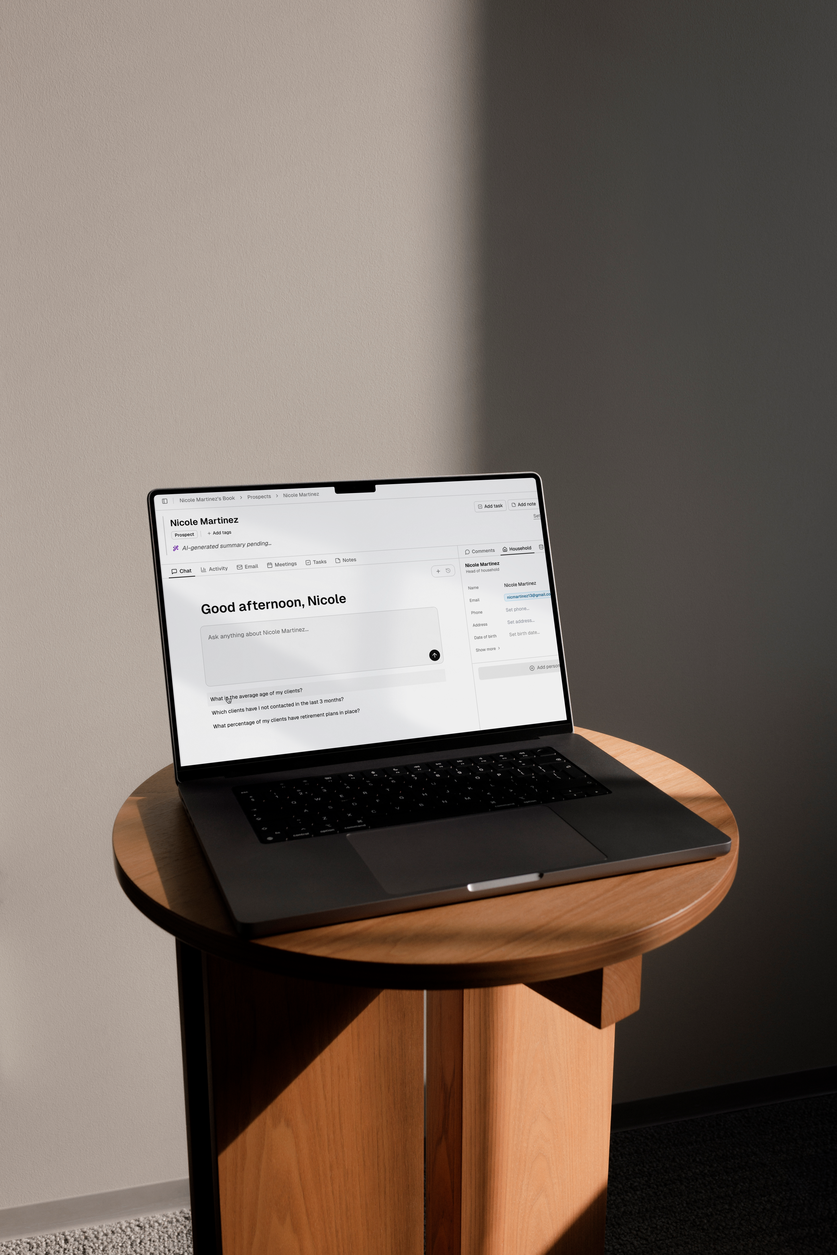 Laptop on wooden table showing Slant dashboard